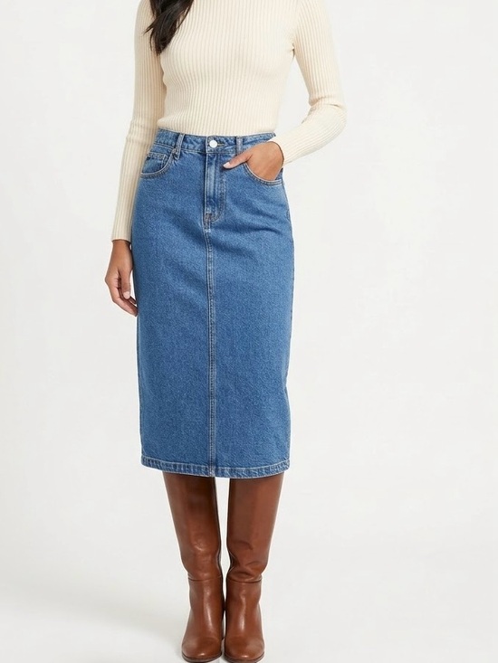 Steve Madden Dresses & Skirts - Steve Madden Blue Denim Midi Skirt NWT Size Small High Rise Straight Column